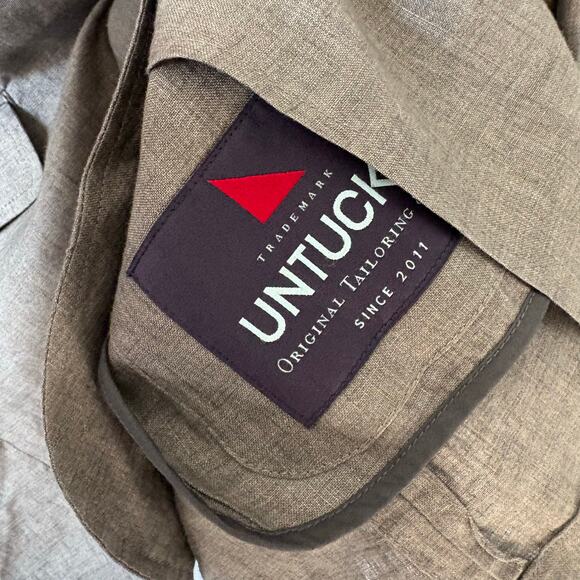Untuckit 100% Linen Blazer Jacket Gray Size 44R Two Button - Picture 6 of 6
